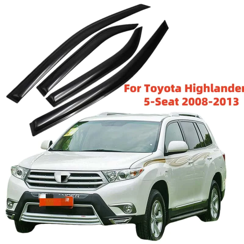 For Toyota Highlander 5-Seat 2008-2013 Window Visors Rain Guard Side Vent Deflector Weathershield Moulding Trim Cars Accessories