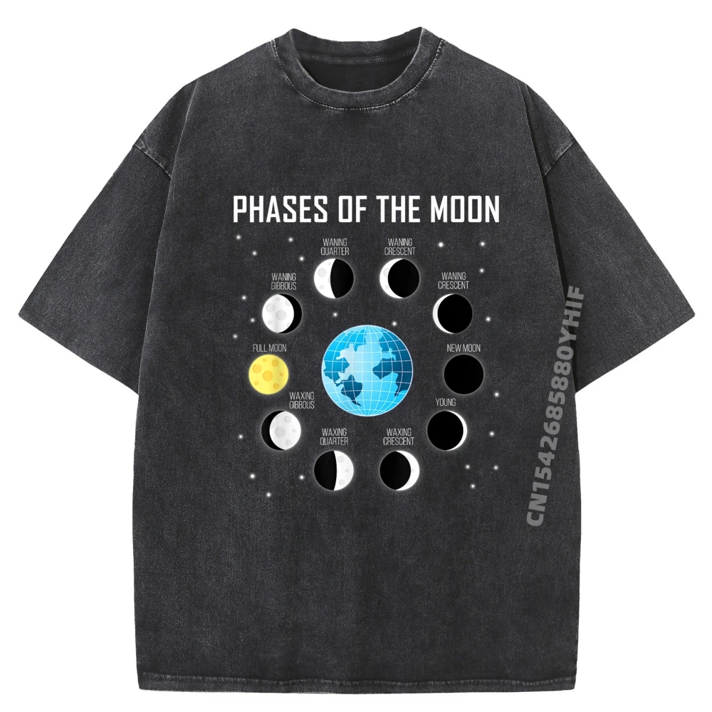 

Phases Of The Moon Shirt Moon Phase Shirt Space Funny Shirts Men's Shirt Harajuku Leisure Washed Clothes