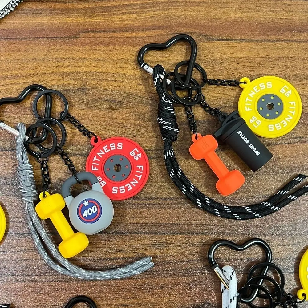 

Heart Buckle Fitness Series Pendant Kettlebells Bag Charm Barbell Plates Bag Hanging Creative Mini Simulation Dumbbells Keyring