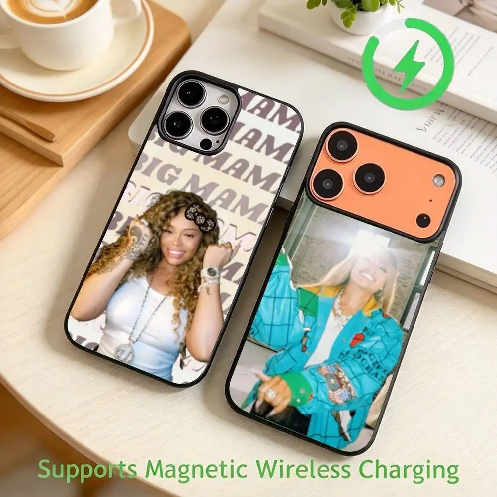R-Rapper L-Latto Big mama Phone Case For iPhone 17 16 15 14 13 12 Pro Max Plus for Mirror Wireless Magnetic Cover