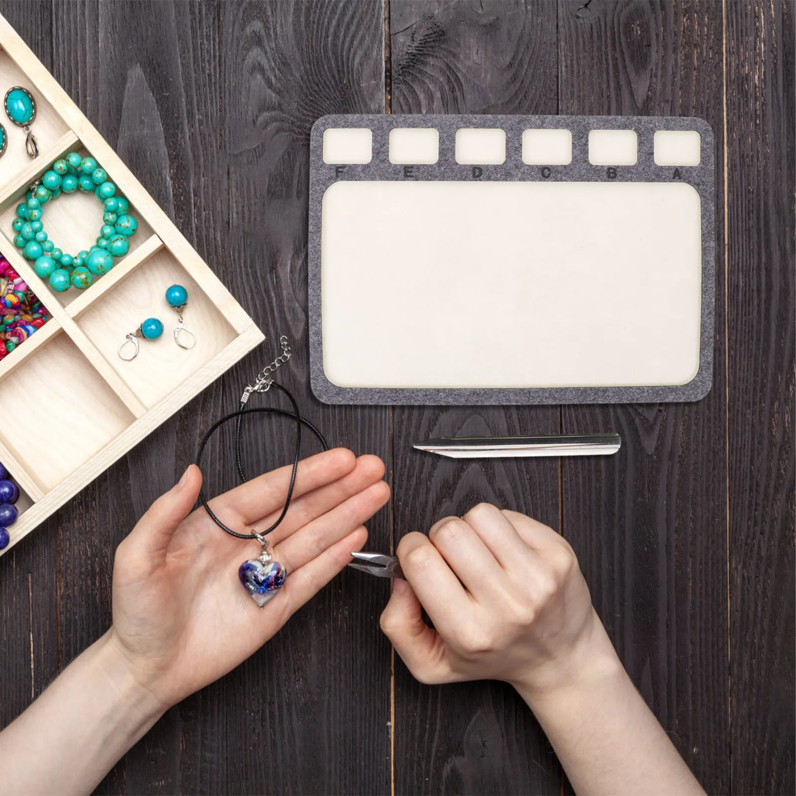 Jewelry Making Tools Kit Necklace Measurement Board Mini Bead Weaving Tool Felt Bead Mat Beading Supplies Bracelet Making Board
