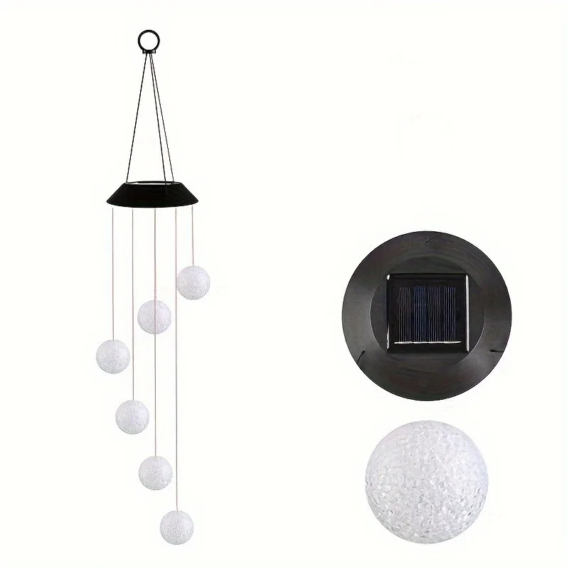 Carillon éolien solaire d'extérieur, lumière de jardin suspendue à couleur changeante, éclairage décoratif de carillon à énergie solaire pour Patio/cour 1 pièce