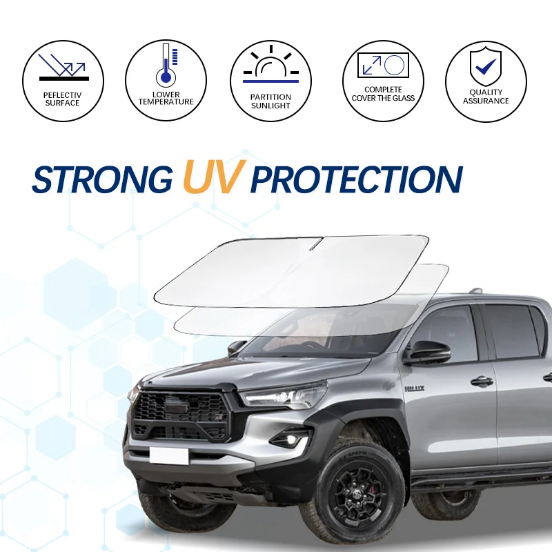 

Car Windshield Sun Shade For Toyota Hilux Sunshade Summer Visor Protector Foldable Blocks UV Rays Protection Accessories