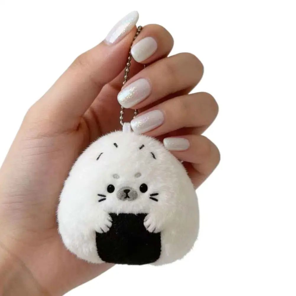 Cartoon Seal Rice Ball Plush Hanger Keychain Plush Pendant Cute Sushi Seal Stuffed Animal Bag Charm Soft Penguin Pendant Keyring