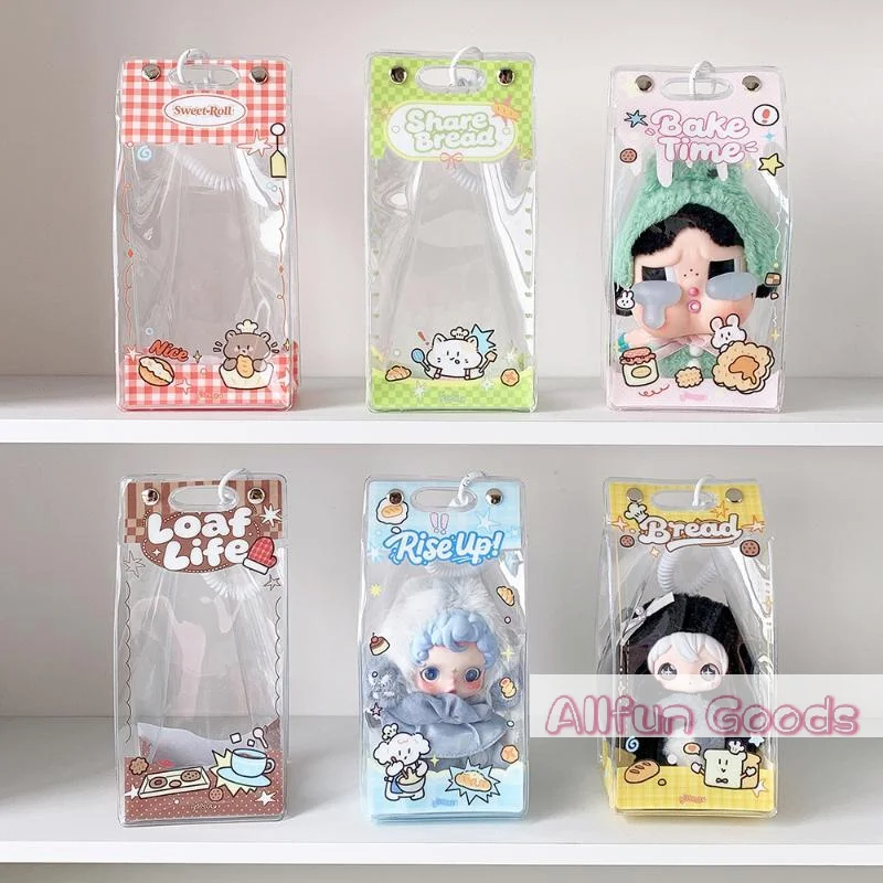 [TG835]Kawaii Clear PVC Doll Display Bag Cute Cartoon Prints Dust Proof Pouch Pendant For 10cm 15cm Plush Dolls Storage