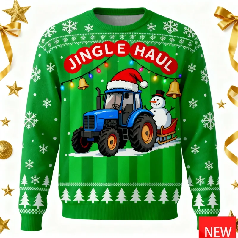 عيد الميلاد جرار زراعي الجرافيك البلوز للرجال النساء ثلاثية الأبعاد طباعة عيد الميلاد للجنسين مضحك القبيح عيد الميلاد سترة جديدة في عيد الميلاد البلوز