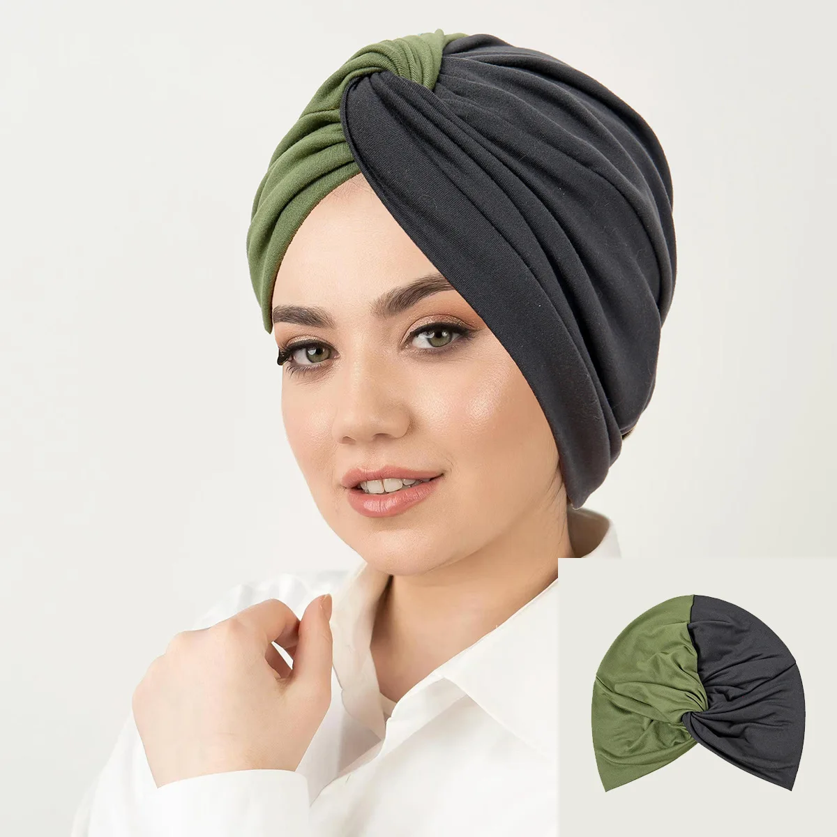 

Indian Women Turban Hat Knot Twist Stretchy Cancer Chemo Pleated Beanies Cap Bonnet Headwrap Hair Loss Cover Turbante Mujer