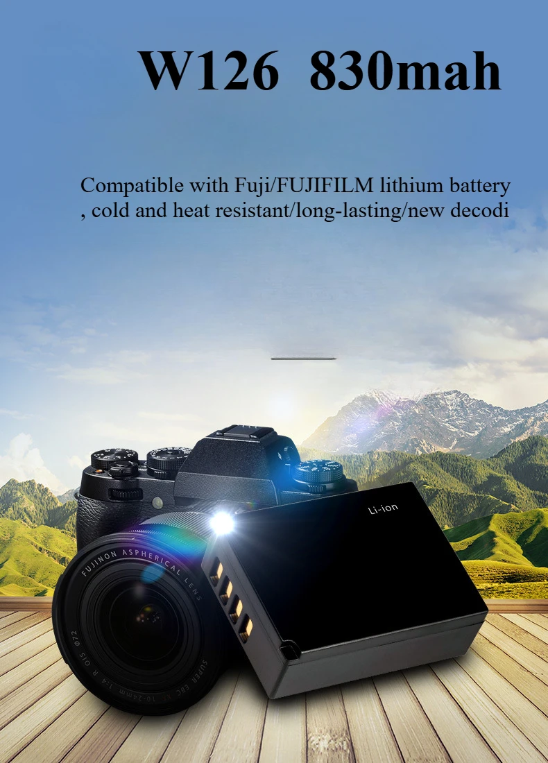 

NP-W126S 830mAh Battery Is Suitable for Fuji XT30 XT2 XT3 X100V Mirrorless XS10 Camera with A Brand New Decoding Battery