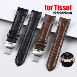 22mm 23mm 24mm Leather Watch Band for Tissot T035 607 407 439 428 617 Strap Curved End Belt Bracelet Butterfly Buckle Wristband