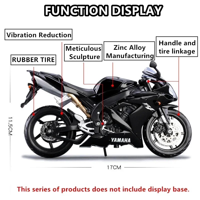 Maisto 1:12 조립 야마하 R1 정품 공인 합금 시뮬레이션, 오토바이 모델 장난감 자동차 수집