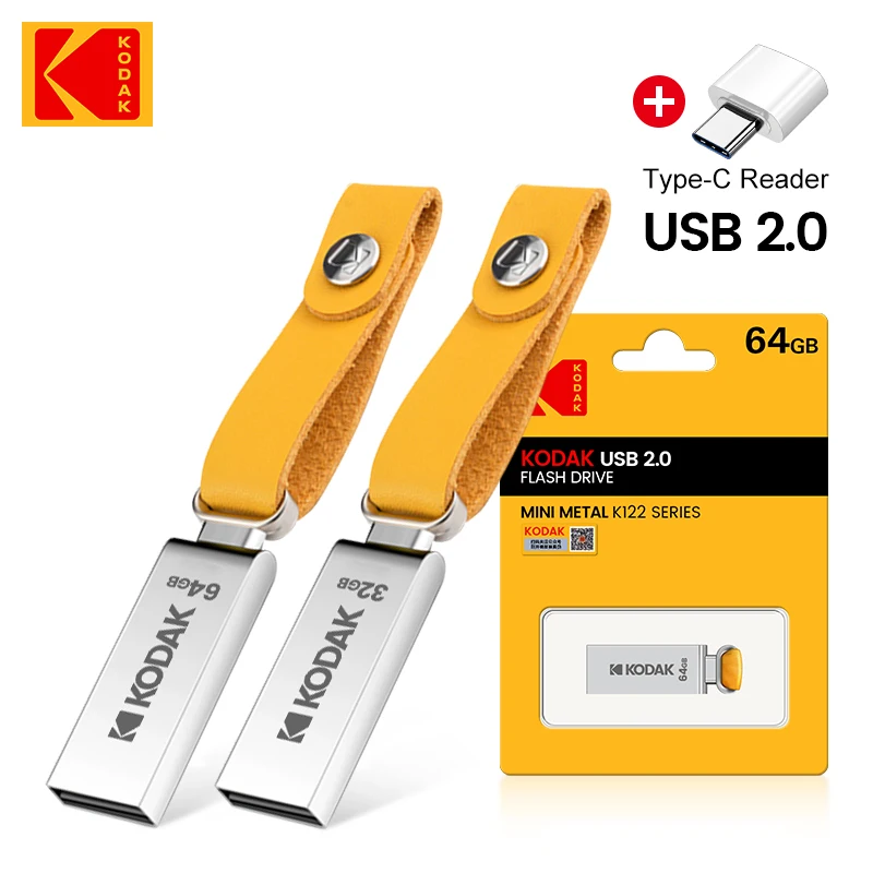 KODAK Mini metal 64gb USB Flash Drives lanyard for keys pen drive USB 2.0 thumb drive 64GB for car laptops destops MacBook