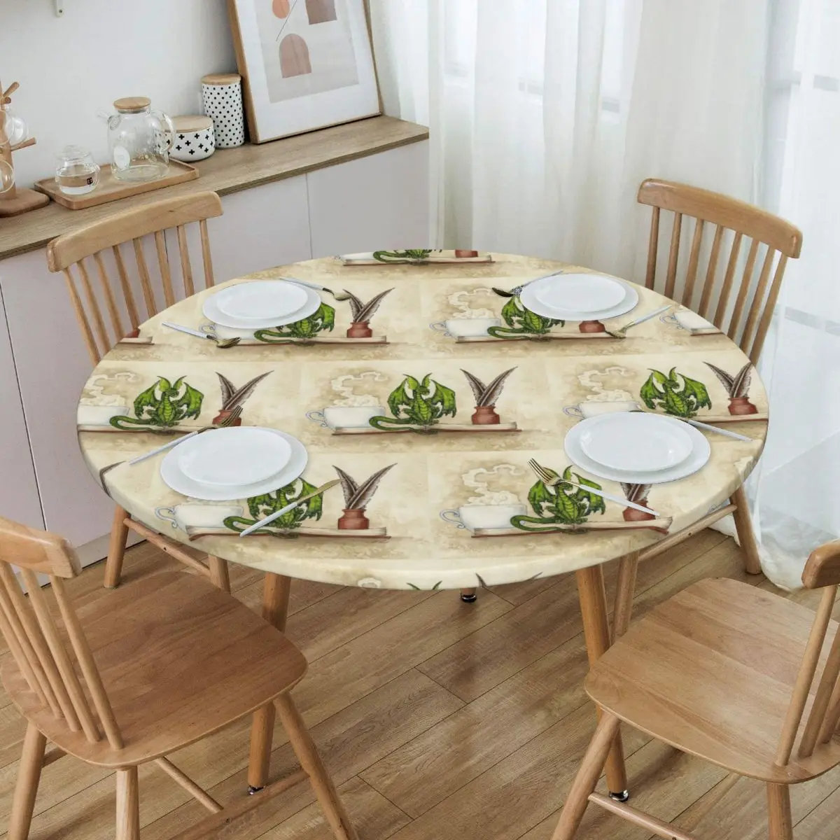 Nappe Ronde Imperméable et Anti-Taches The Scholar pour Cuisine, Événements et Table à Manger