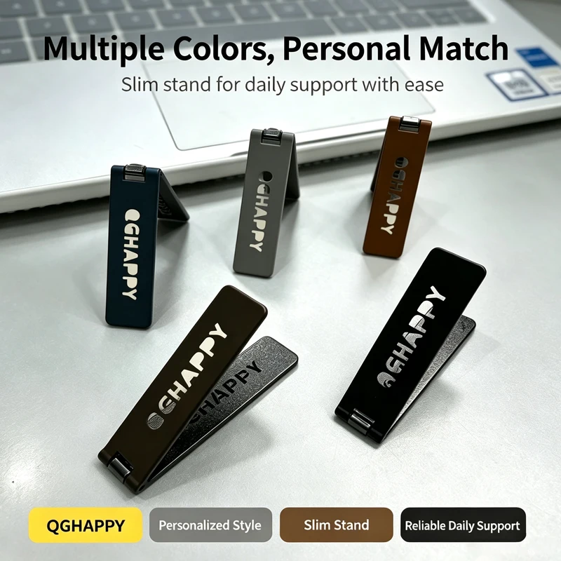 Mobile Phone Holder Universal Ultra-thin Back Sticker Folding Metal Stand Desktop Mini Portable Alloy Bracket for iPhone Samsung