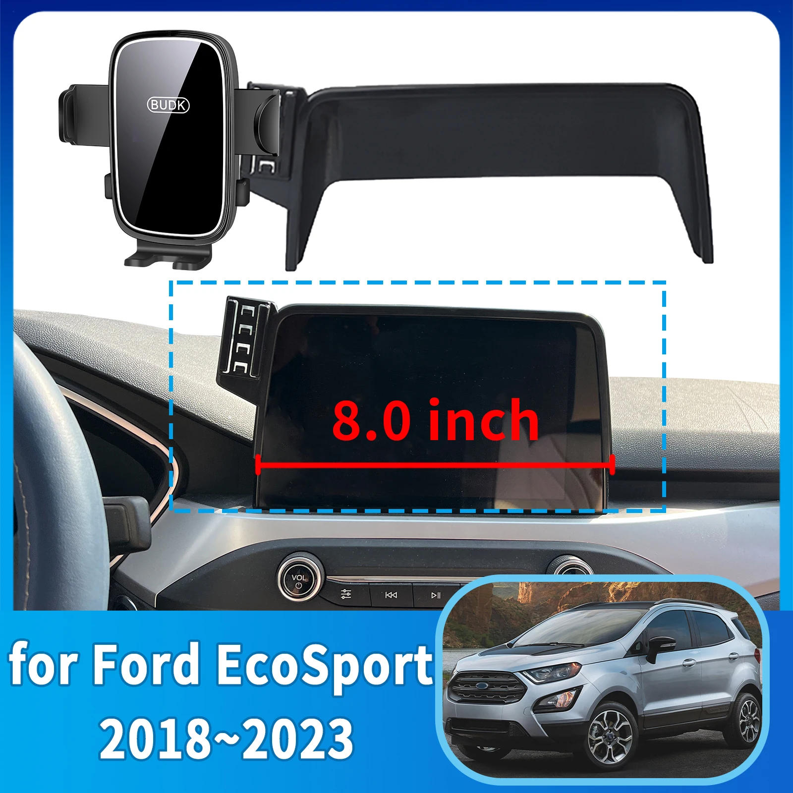 

fit for Ford EcoSport 2018 2019-2023 (8in) Custom Fit Phone Holder Mount Dashboard Screen Base No Drill Car​​ accessoires