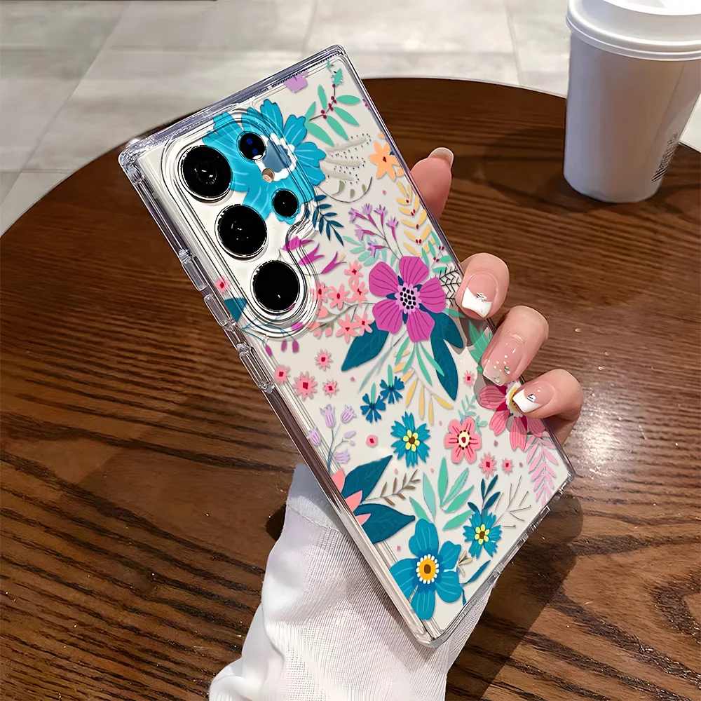 Picture 3: Clear Case For Samsung S23 S22 S25 S24 Ultra A56 5G A55 A54 A53 A36 A35 A34 A33 A26 A16 A15 A06 A05 Cute Flower Soft TPU Cover