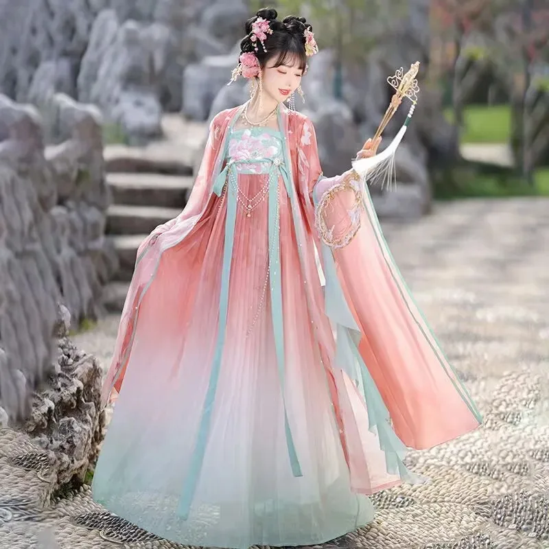 Hanfu de verano 2025, disfraz de hada tradicional chino para mujer, vestido Hanfu rosa antiguo, vestido de fiesta de cumpleaños púrpura de talla grande