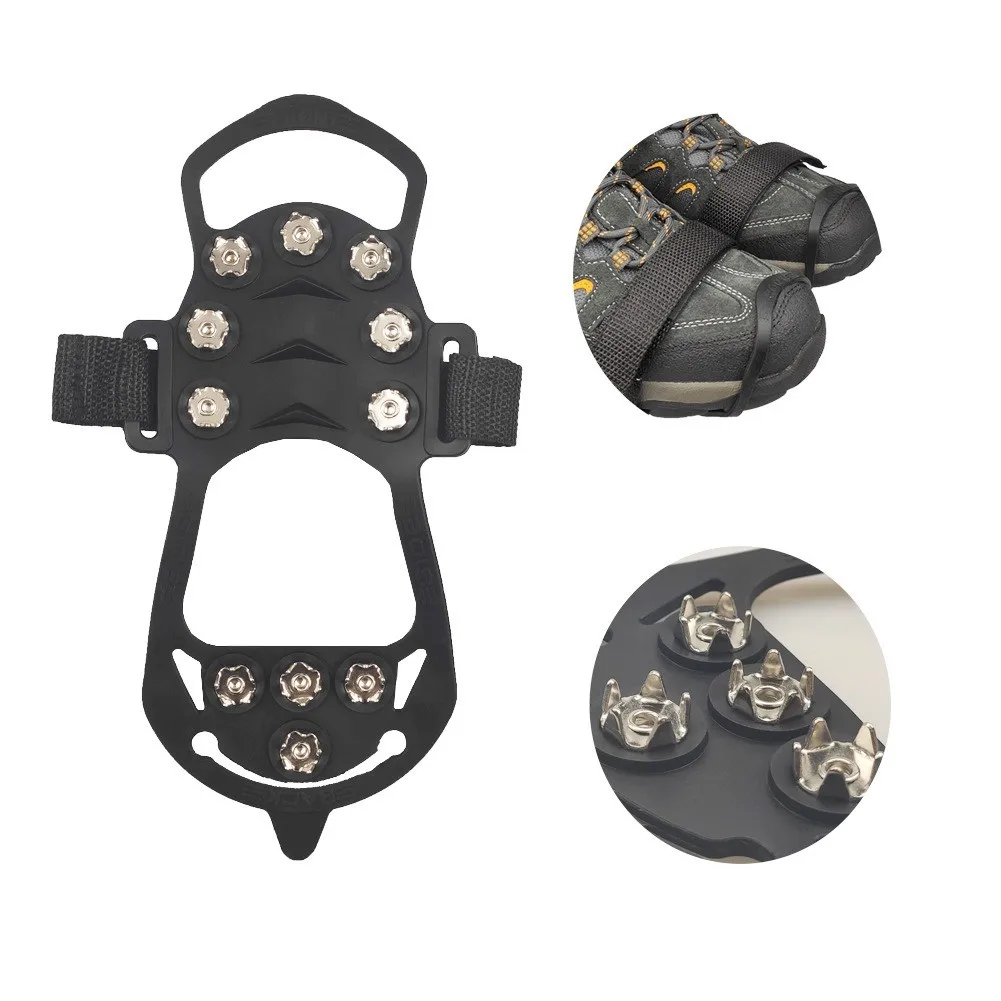 Ice Snow Anti Slip Spikes Grips Grippers Crampons Cleats Hike Shoe Boot 11 Teeth