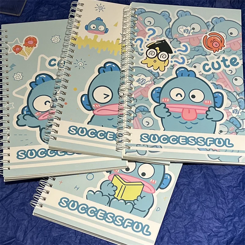 4Pcs Kawaii Cartoon Sanrio Hangyodon A5 Coil Book Diary Notebook Exercise Book Student Stationery Cute Christmas Gift For Girls