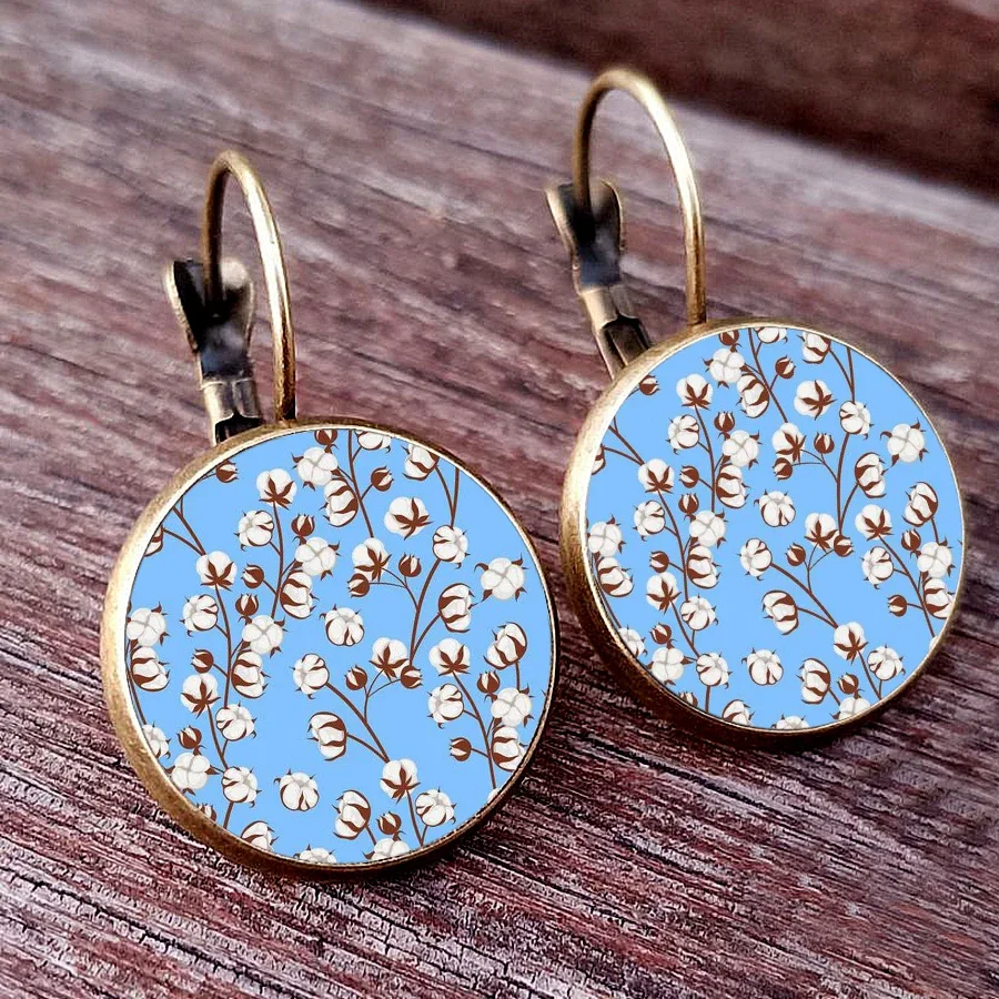 2024 Trendy Fragmented Flower Earrings Retro Style Colorful Small Flower Dome Glass Earrings Daily Earrings Women\'s Jewelry Gift