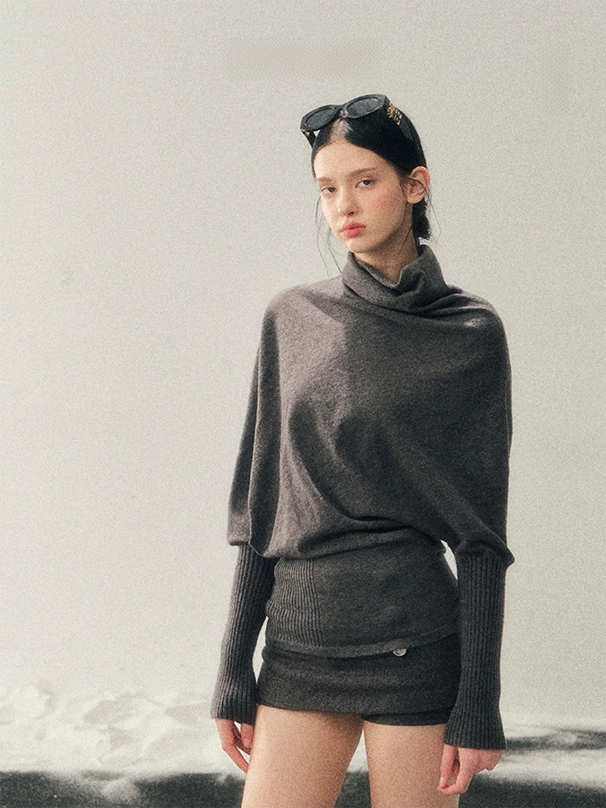 

Aomalm High Collar Knitted Sweater Women Winter Waist Cinched Top Korean Sle Lazy ternoon Light Thiened Long Sve