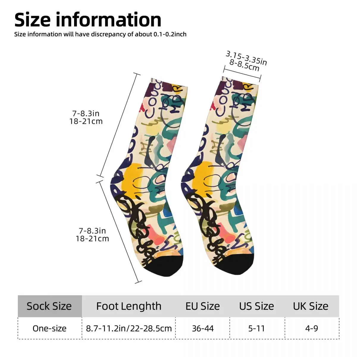 Calcetines de compresión con estampado de Graffiti para hombre, de estilo Retro Medias sin costuras, Harajuku, novedad