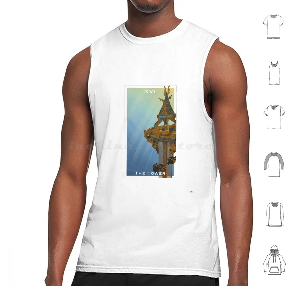 The Tower Tank Tops Print Cotton Moon Link Game Video Game Breath Of The Wild Loz Legend Of Switch Tarot Tarot Wicca