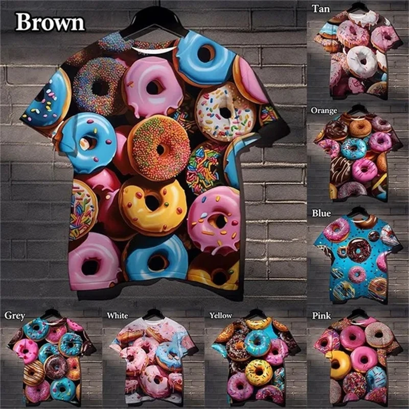 

Funny Donut 3D Printed T-shirt Casual Fashion Street Mens Womens Clothes Short Sleeve Streetwear Graphic Tee Breathable Tshirts