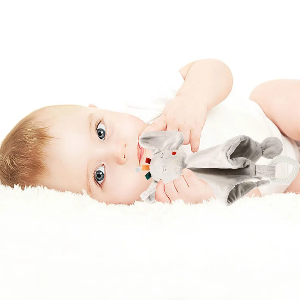 2 Pcs Baby Bib Animals for Kids Sleeping Stuffed Toys Towel Comforting Soothing Babies Biting
