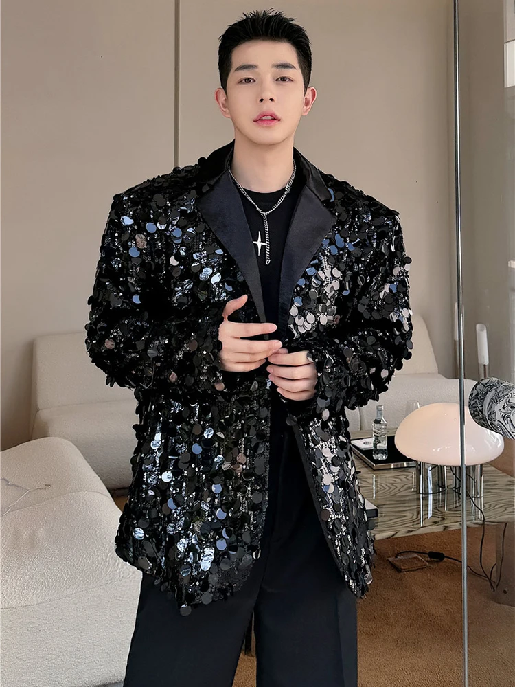 LUZHEN 2024 Autumn High Quality Trendy Sequin Decorate Design Elegant Casual Blazer Jacket Men\'s Korean Fashion Suit Coat 76fe1e