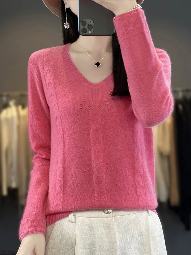 New Arrivals Outerwear Women's Sweater V-Neck Pullovers Merino Wool Jumper New In Knitwears Lady Clothes Knit Top Fashion Trends