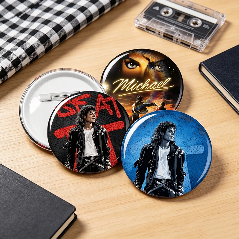 58mm Round Badge M-Michael J-Jackson Art Brooches Jewelry Enamel Pins Backpack Accessorie Tinplate Brooch Prop Fans Collect Gift