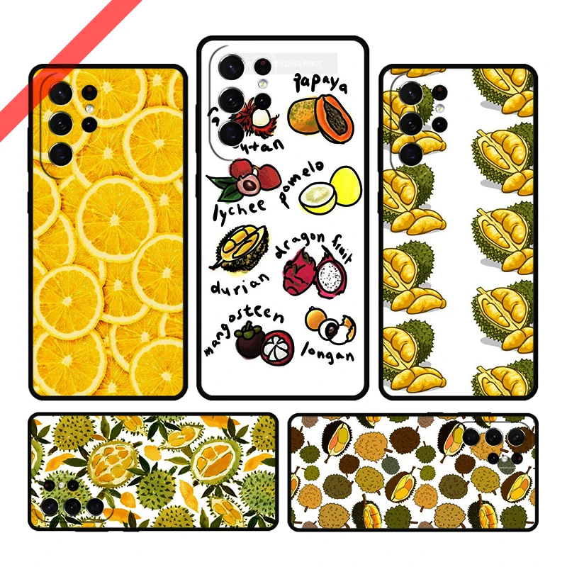 Fruit lemon orange durian Phone Case For Samsung Galaxy S20 FE S21 S10 S23 Plus S24 S22 Ultra Coque Note20 Note10 S9 S8 Cover