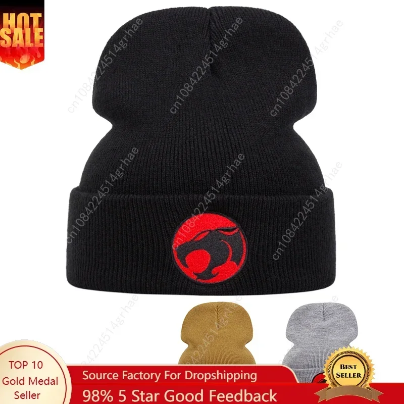 

Cheetah cartoon embroidered knitted hat for autumn and winter outdoor sports events Warm woolen hat hip-hop street