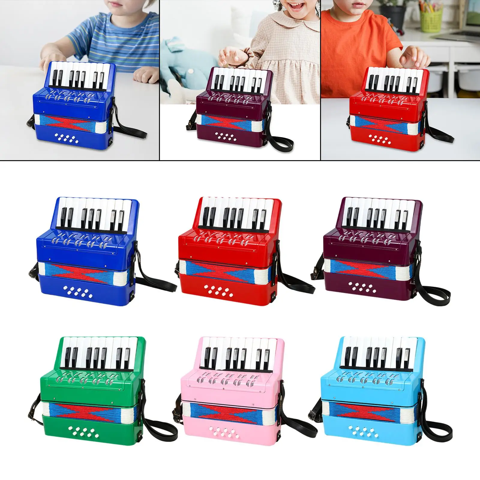 

17 Keys 8 Bass Piano Accordion Mini Button Accordion Easy to Learn Educational