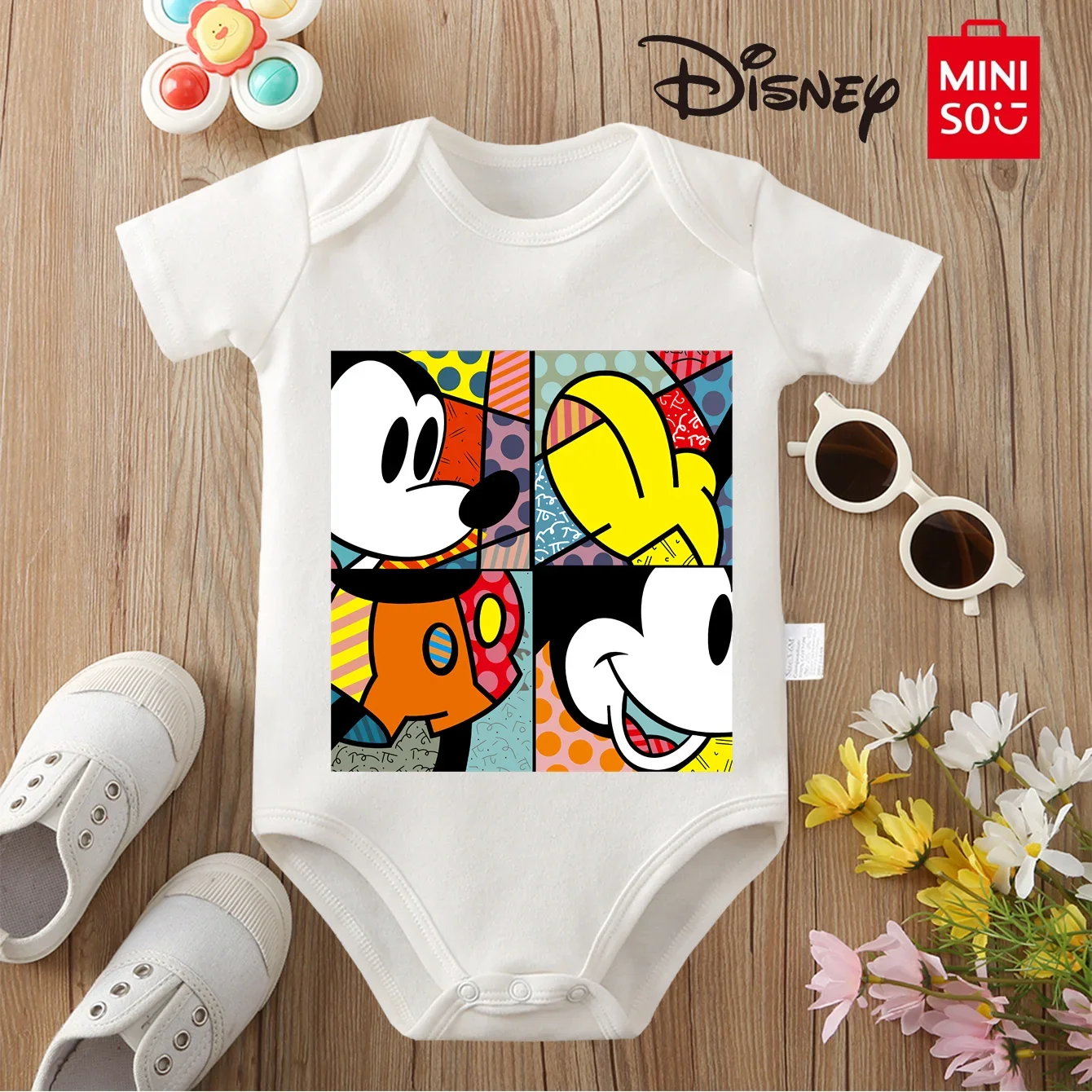 

MINISO 100% Cotton Minnie/Daisy Cute Print Baby Cloths Jumpsuit Onesie Bodysuit for 0 To 12 Months Newborn Best Gift for Baby