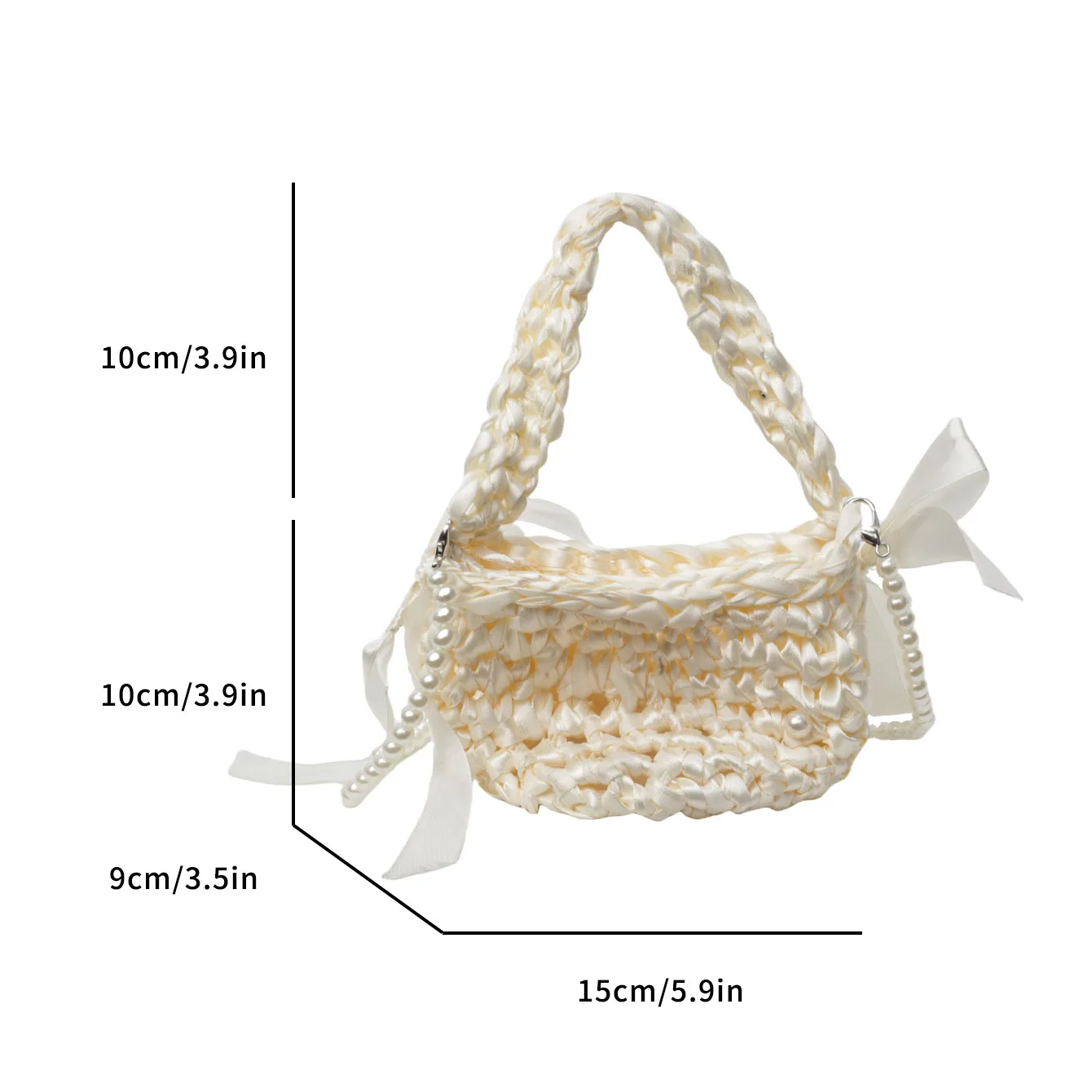 Designer Hollow Out Woven Bag 2024 New Summer Travel Crossbody Bag Women Fashion Studded Pearl Handmade Handbag Clutch Bag Mini