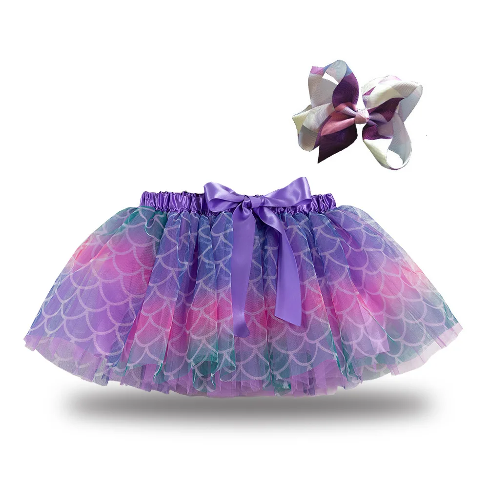 Girls Tutu Skirt Kids Ballet Princess Pettiskirt Fluffy Tulle Lovely Sequined Ball Gown Children Clothing Baby Clothes With Bow