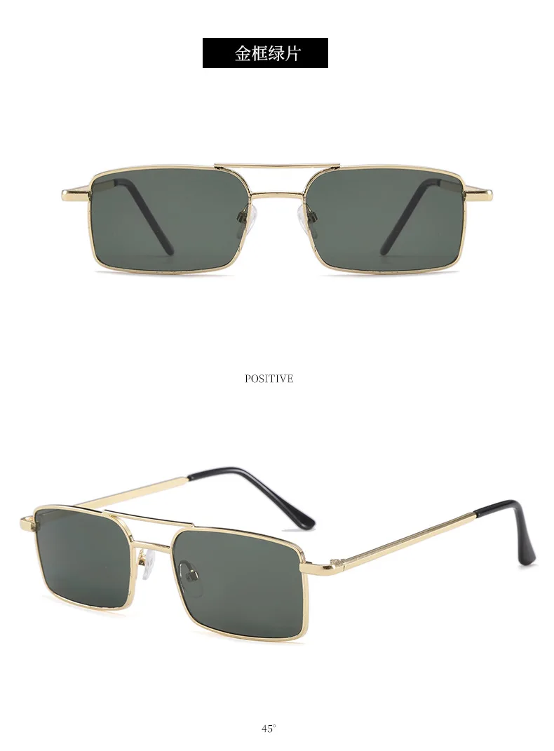 Vintage quadratische Sonnenbrille für Damen und Herren, Metallrahmen, rechteckige Sonnenbrille, Damenbrille, Herrenbrille, Unisex-Brille – Detail 12