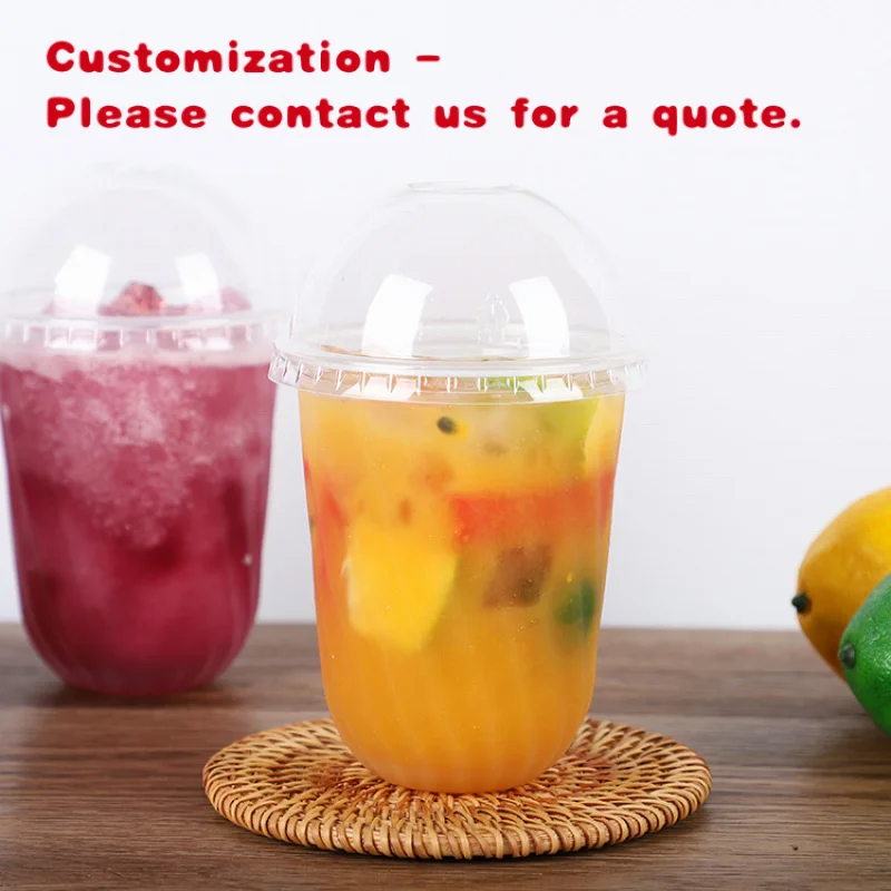 

custom.LOKYO Custom Design Smoothie Cup 500ml PET U Shape Plastic Cups Custom