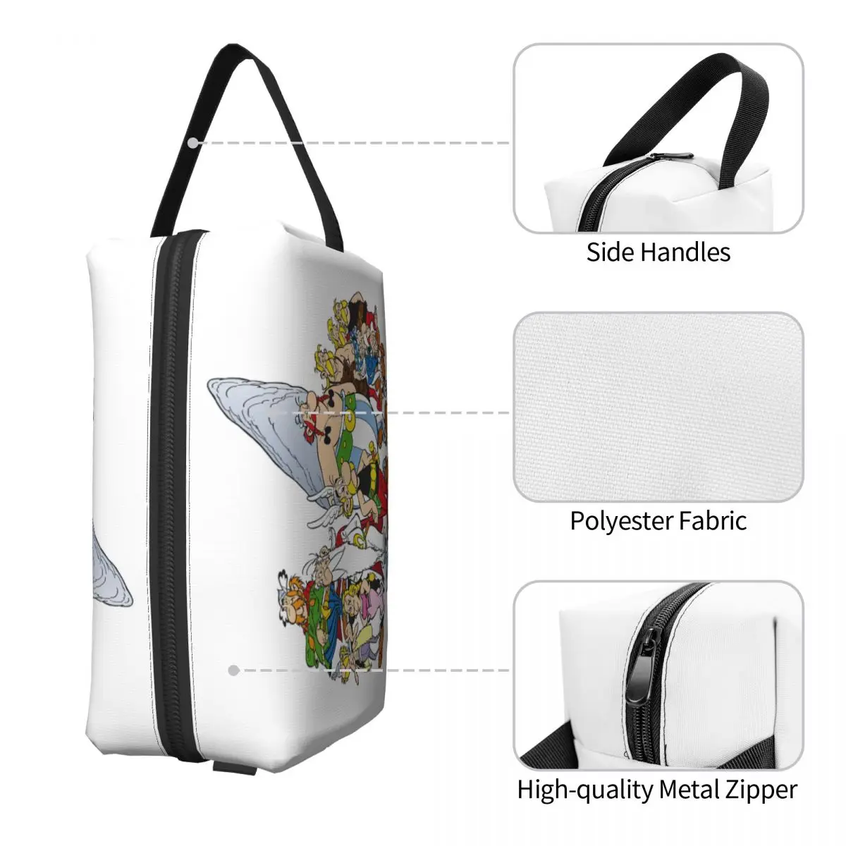 Asterix y Obelix Dogmatix, bolsas de cosméticos para mujer, bolsa organizadora de maquillaje de viaje, almacenamiento de artículos de tocador, estuche Dopp, estuche para lápices