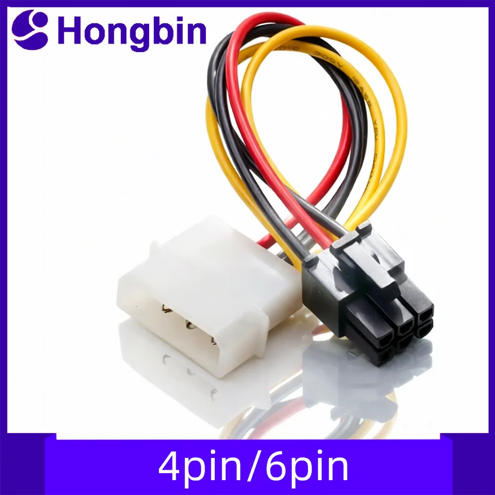 Cable de Alimentación Molex de 4 Pines a 6 Pines, Cable de Conexión para Tarjeta Gráfica, Adaptador de Alimentación IDE para PC
