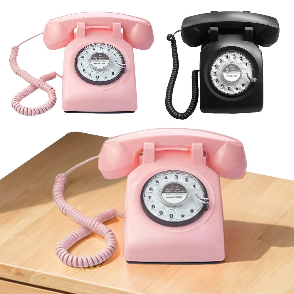 Rotary Dial Phone 1960s Vintage Corded Phone Redial Button Antique Fixed Telephone Decorative Vintage Phone for Home Office