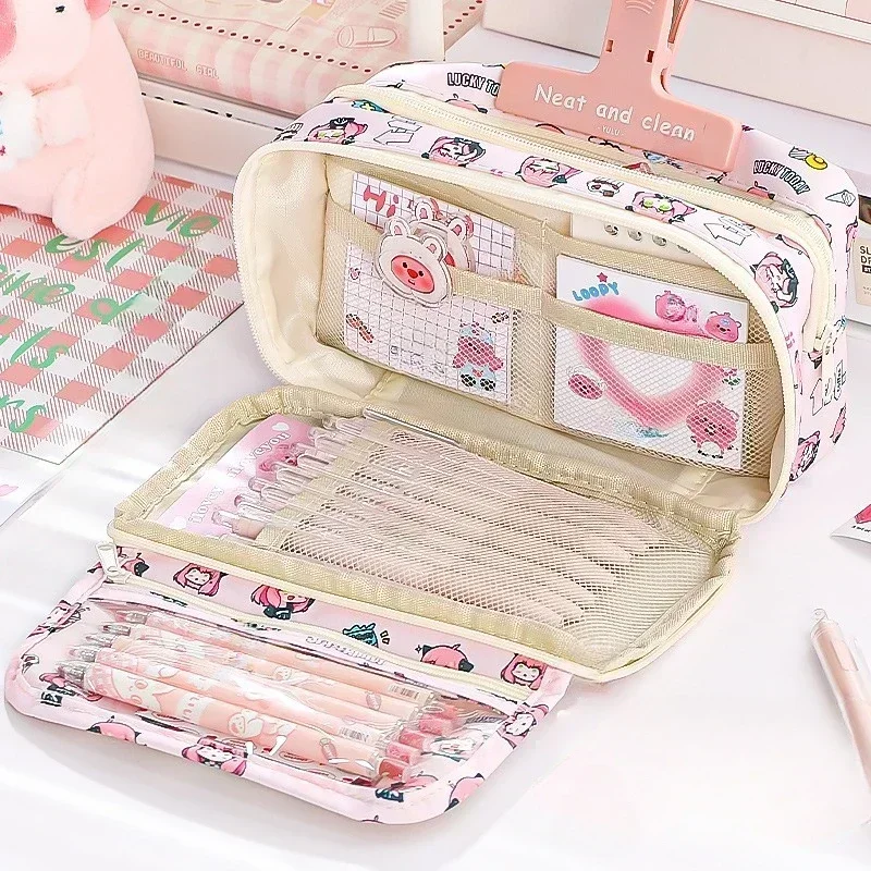 Student Pencil Case Super Large Capacity Pencil Case High Value for Girls Simple Style Stationery Box Stationery  Pencil Cases