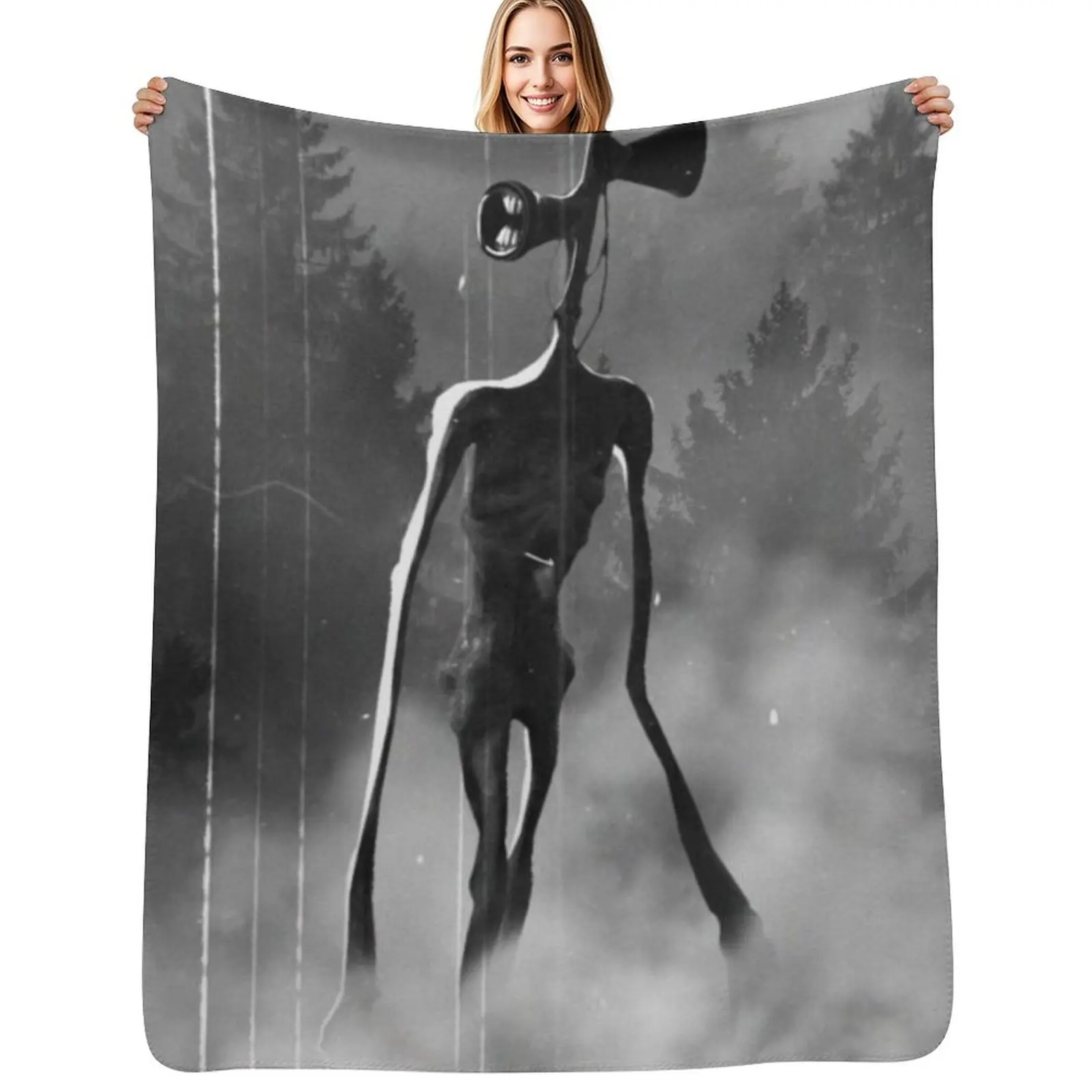 

Siren head night forest backpack Throw Blanket Foldable Soft Warm Blanket for Outdoor Use