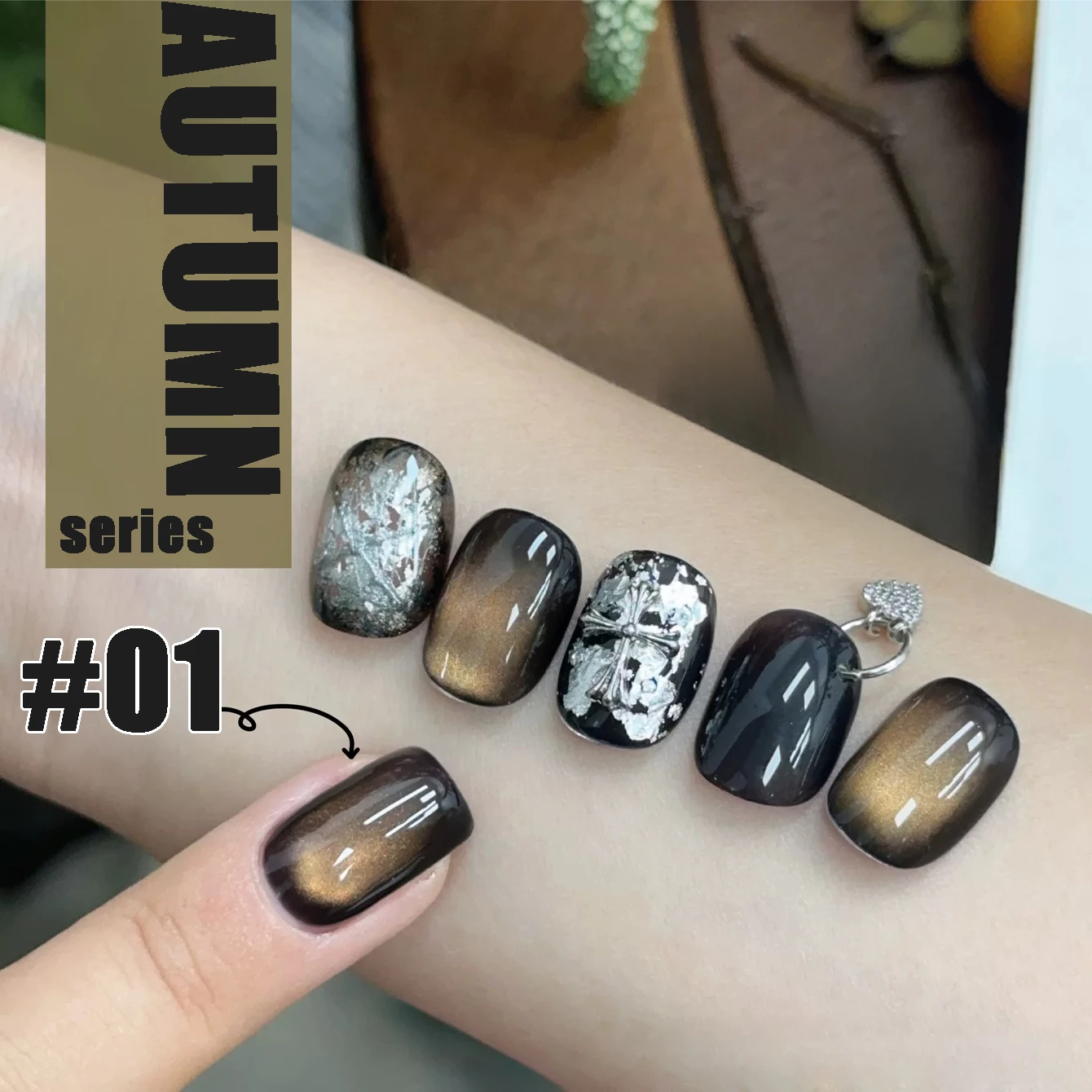 10 مللي/قطعة الخريف مبيعا كريستال حجر عين القط العنبر الزجاج الخرز هلام مسمار البولندية لعيد الميلاد هالوين مسمار الفن صالون استخدام #5