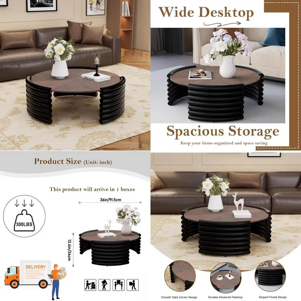 طاولة قهوة حديثة مكونة من 36 قطعة مركزية معاصرة ذات دائرة منخفضة لغرفة المعيشة ومنطقة الترفيه