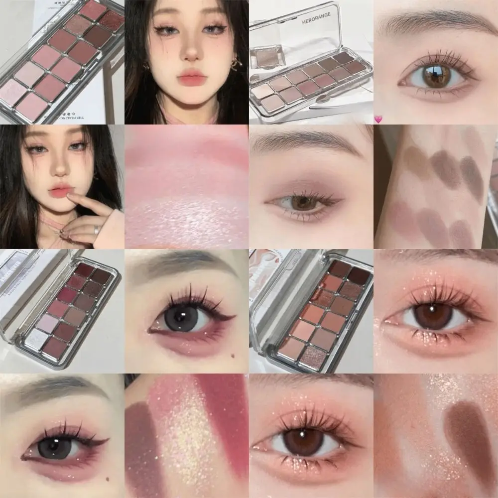 New 12 Color Pink Eyeshadow Palette Pearlescent Long Lasting Eye Makeup Palette Daily Matte Contouring Palette Women Cosmetic