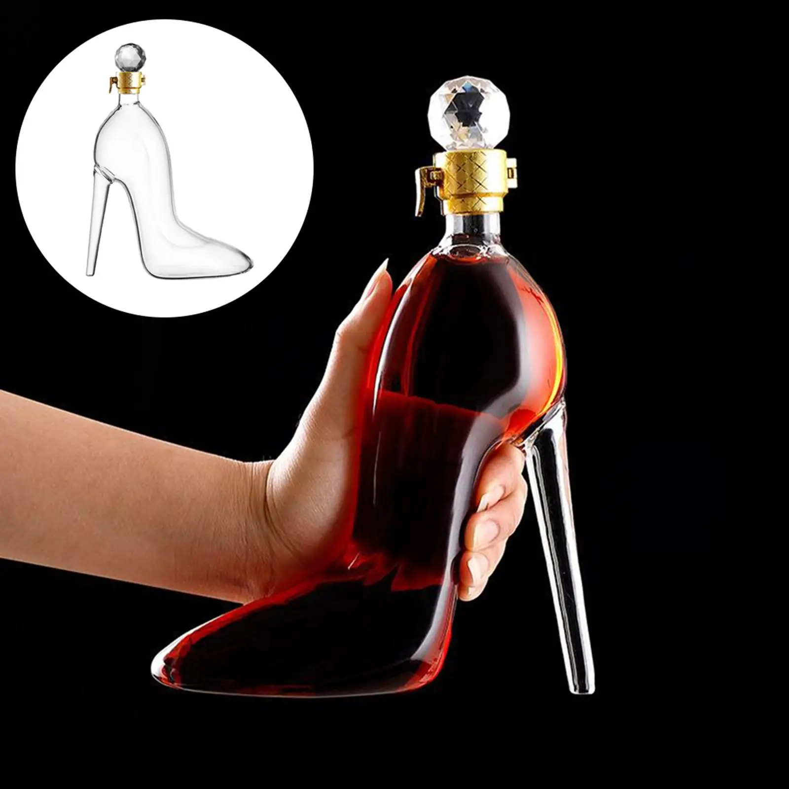 Novelty High-heeled Shoes Shape Whisky Decanter Luxurious Crystal Free Glass Merlot Bottle Dispenser