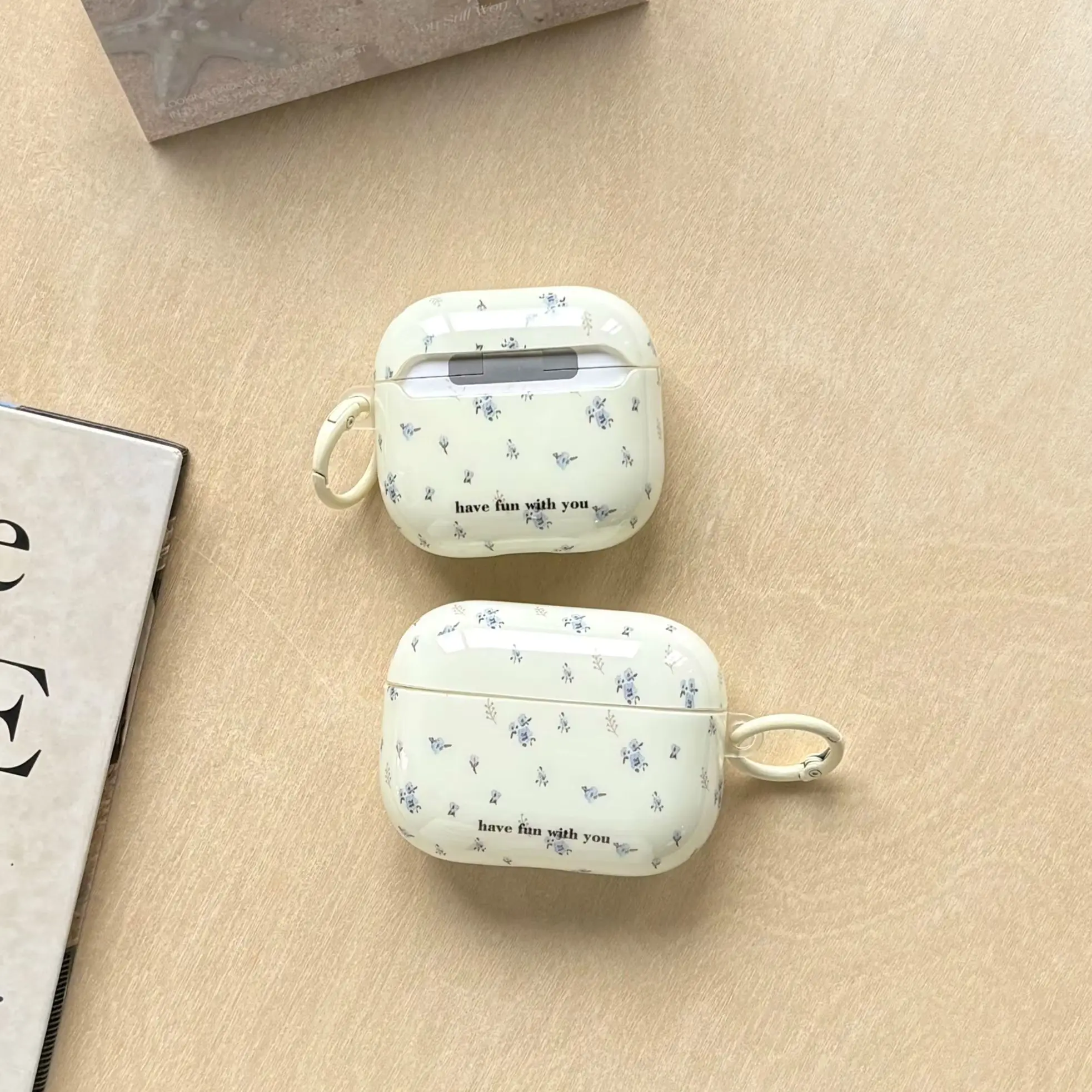 Korean-Style Simple Purple Small Floral Pattern Beige Protective Earphone Cover Case For AirPods Pro3 Pro2 1 2 3 4 5 Pro - view 2