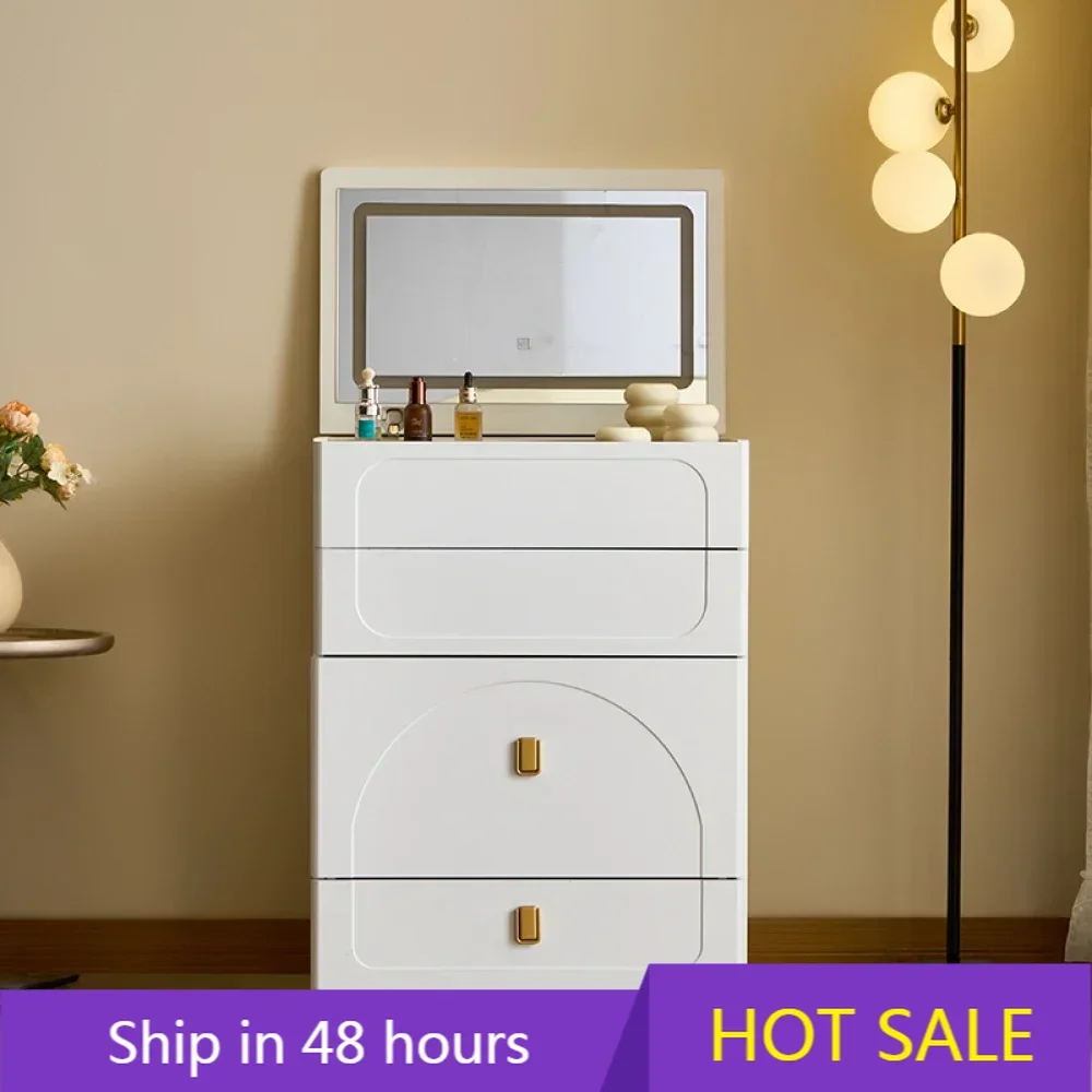 Meja Rias 3 In 1, Set Meja Rias Flip Top dengan Cermin dan 3 Laci, Bangku Empuk & Stopkontak, Meja Rias Kompak, Meja Rias